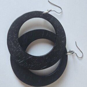 Vintage Runway Solid Wood Oversize Circle Earrings